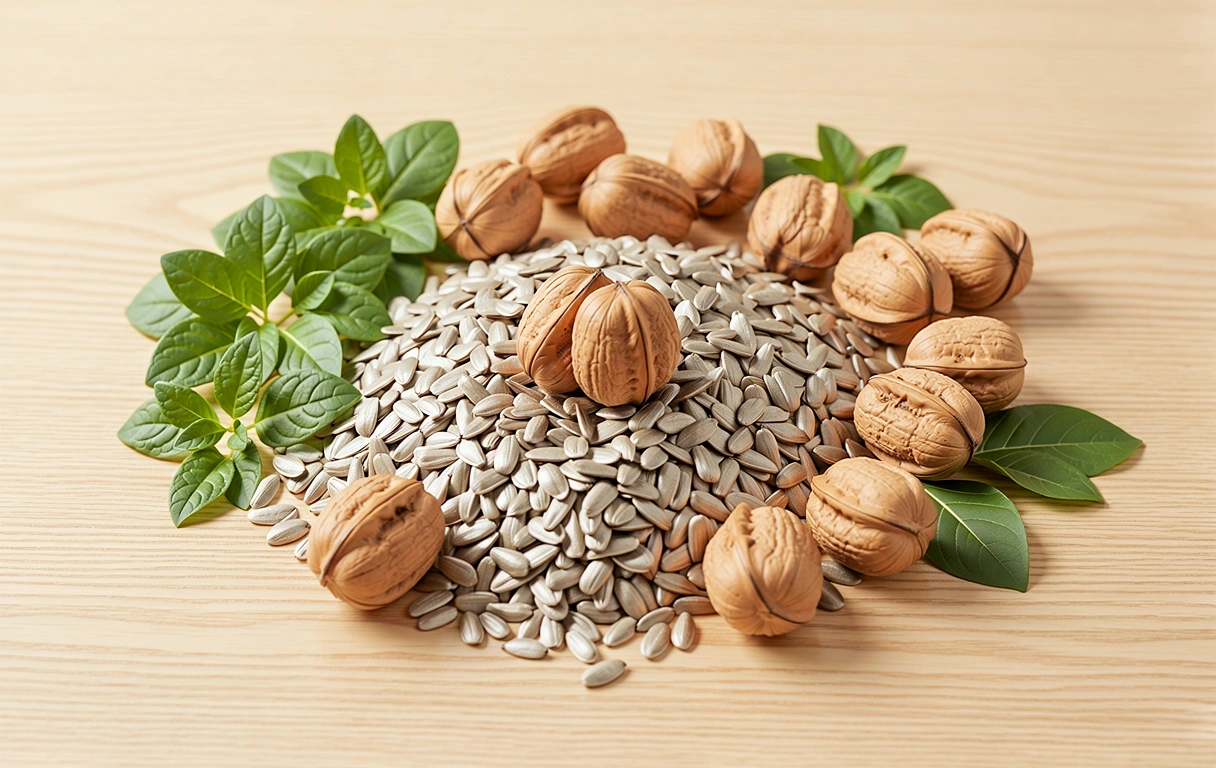 Natürliche Nüsse und Samen für die Ernährung