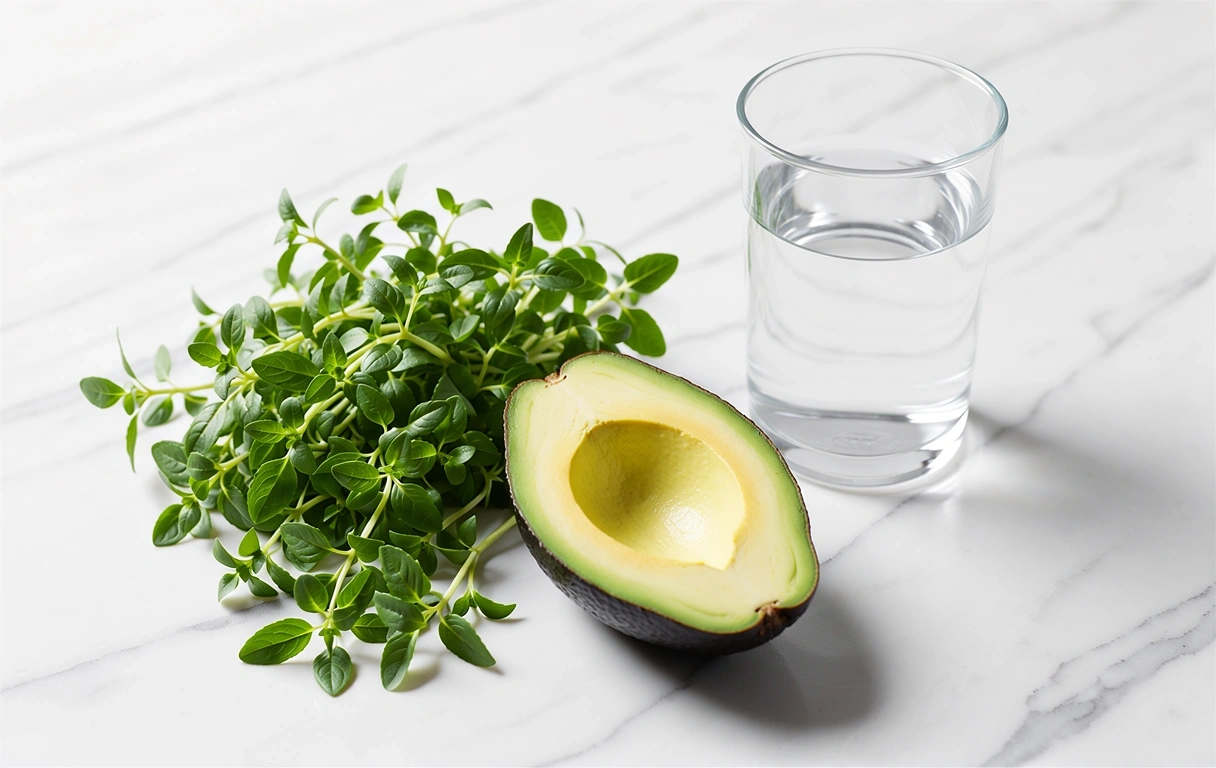 Frische natürliche Zutaten auf Marmor